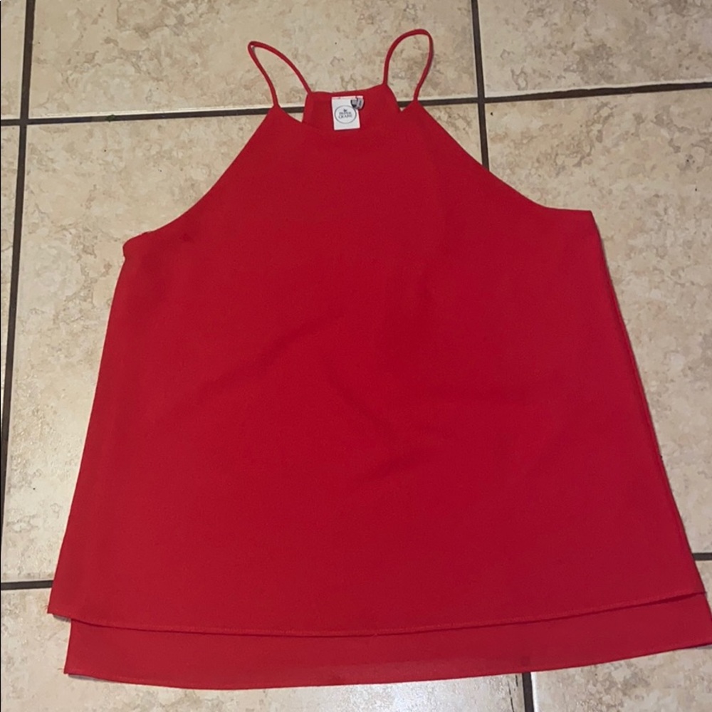 Red spaghetti strap blouse